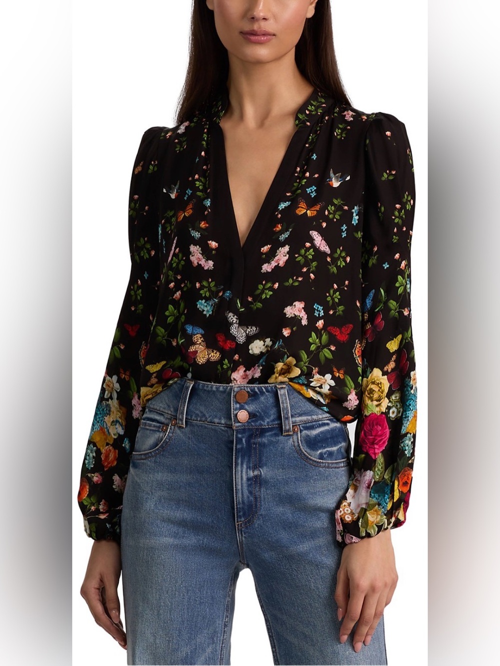 Alice + Olivia Helen Blouson Sleeve Blouse